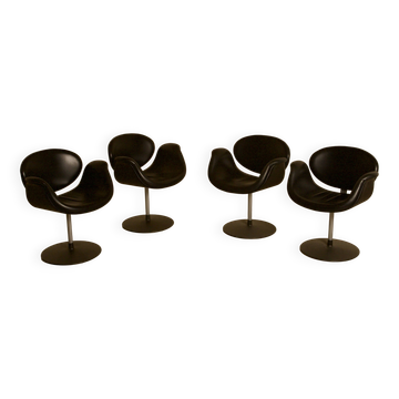 Set of 4 "Little Tulip" grey armchairs by Pierre Paulin for Artifort