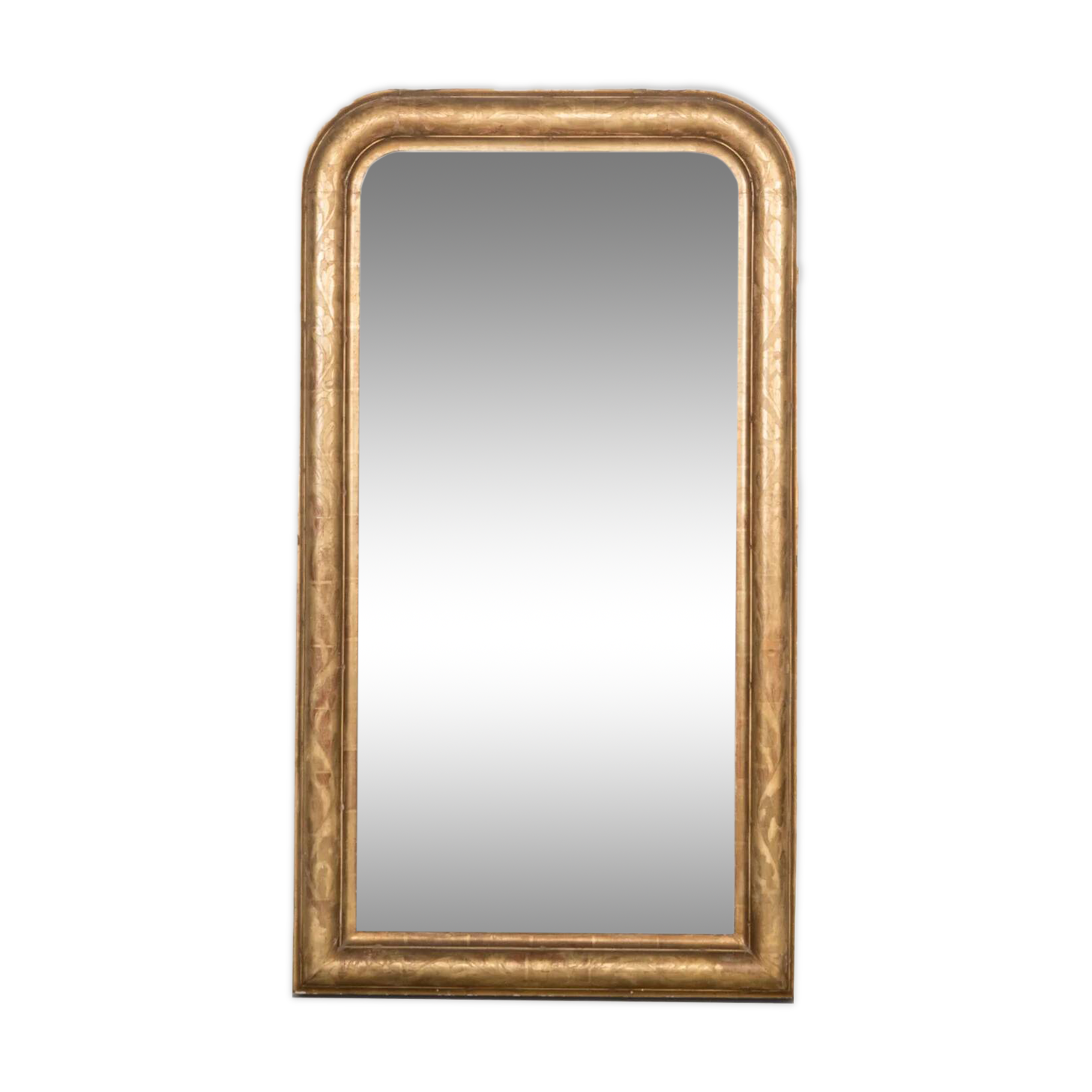 Miroir Louis-Philippe étroit du 19e siècle avec fleurs