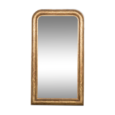 Miroir Louis-Philippe étroit du 19e siècle avec fleurs
