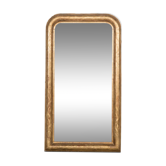 Miroir Louis-Philippe étroit du 19e siècle avec fleurs