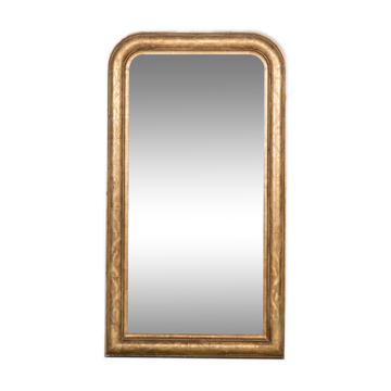 Narrow Louis-Philippe mirror from the 19th century with flowers.