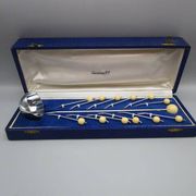 Vintage 60s olive or fruit liqueur service, new in box