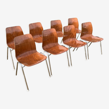 Lot de 8 chaises Pagholz années 70, Allemagne