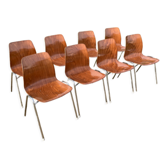 Set of 8 chairs Pagholz 70s, Germany