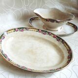 Ancien plat /légumier de table avec saucière, vaisselle vintage début 20e