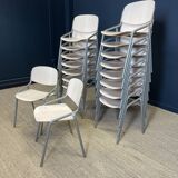 Set of 17 Eromes school chairs light wood gray steel Netherlands 80s