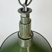 Industrial Green Enamel Military Pendant Lamp with Cast Aluminium Top, 1960
