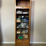 Vintage wooden curtain column storage unit