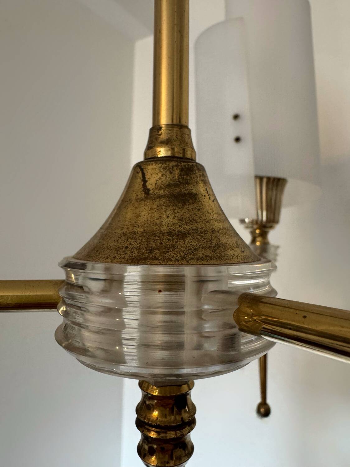 60s brass perspex chandelier