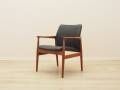 Lounge chair by Grete Jalk, solid teak frame, black leather upholstery, Denmark, 1970s