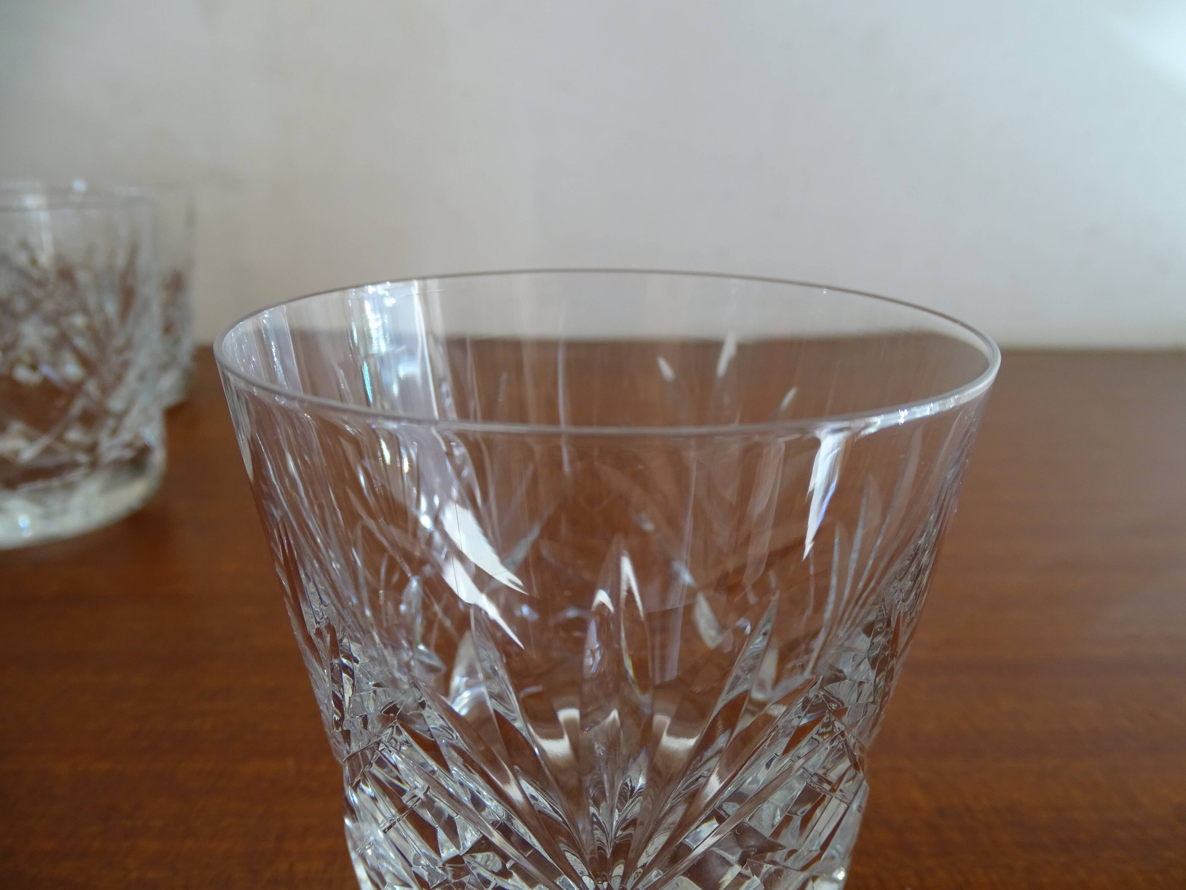 6 glass whisky crystal cut chantilly model signed, Cristal Saint Louis