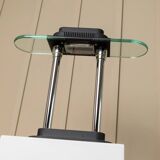 Vintage black metal and glass table lamp Bankers by Robert Sonneman for Georges Kovacs, Memphis Design 1980s