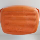 Double casserole in orange cast iron Le Creuset design Raymond Loewy