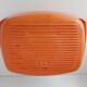 Double casserole in orange cast iron Le Creuset design Raymond Loewy