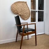 Teak and black vinyl chair 1960s