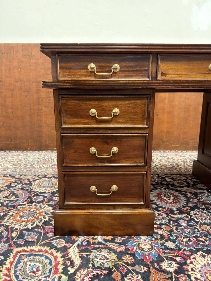 Classic English Desk with Green Leather
