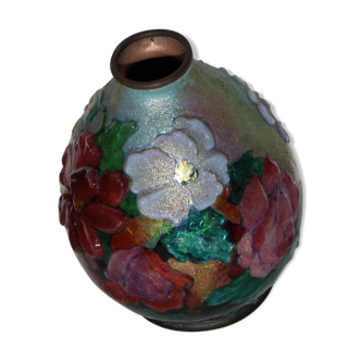 Mini vase Camille Fauré Emaux de Limoges on copper