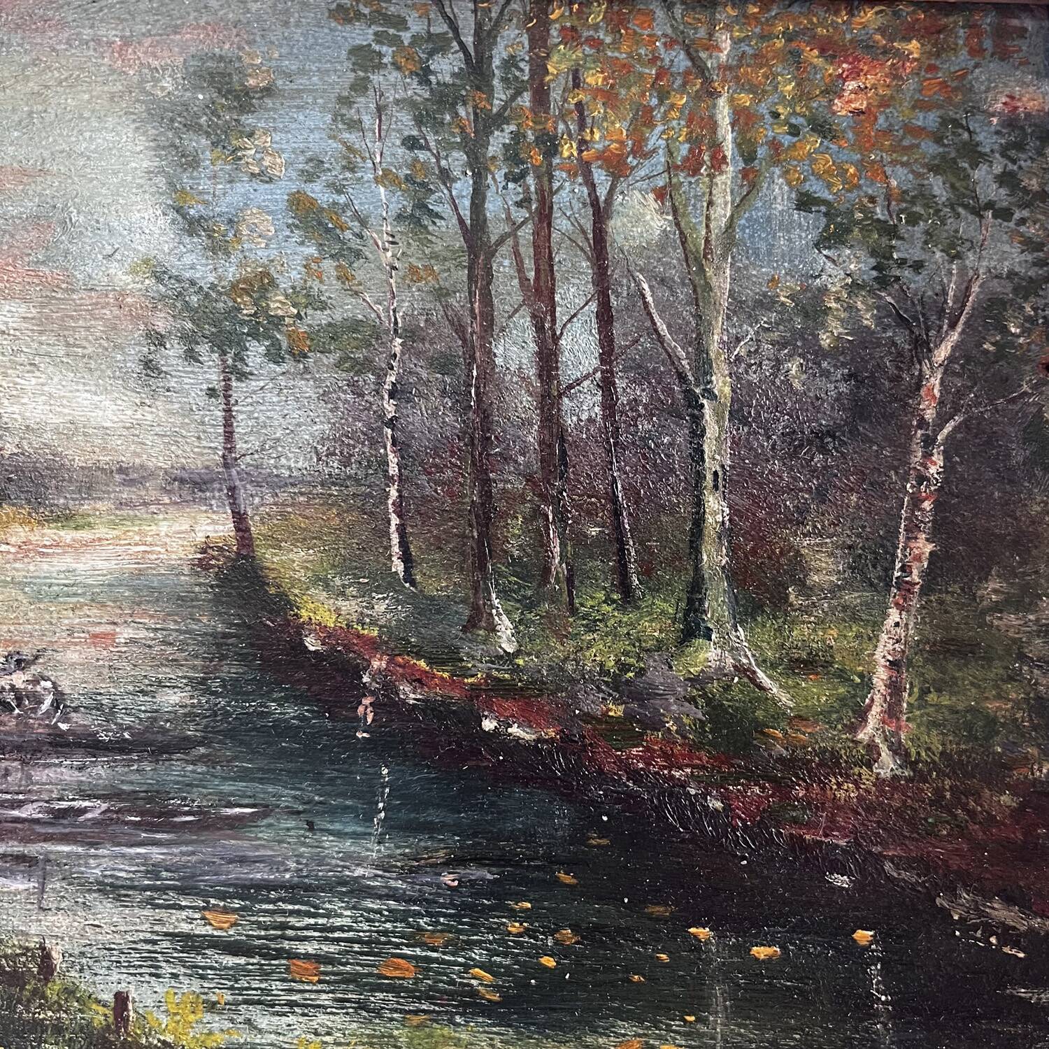Tableau 1912 "A la pêche" signé Bourgeois