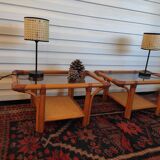 Pair of rattan bedside tables