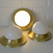 Ceiling Lights Set of 3 Mushroom Lamp Vintage Brass Sconces Space Age Style