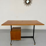 Vintage Italian design desk from the 1960s in wood and metal.