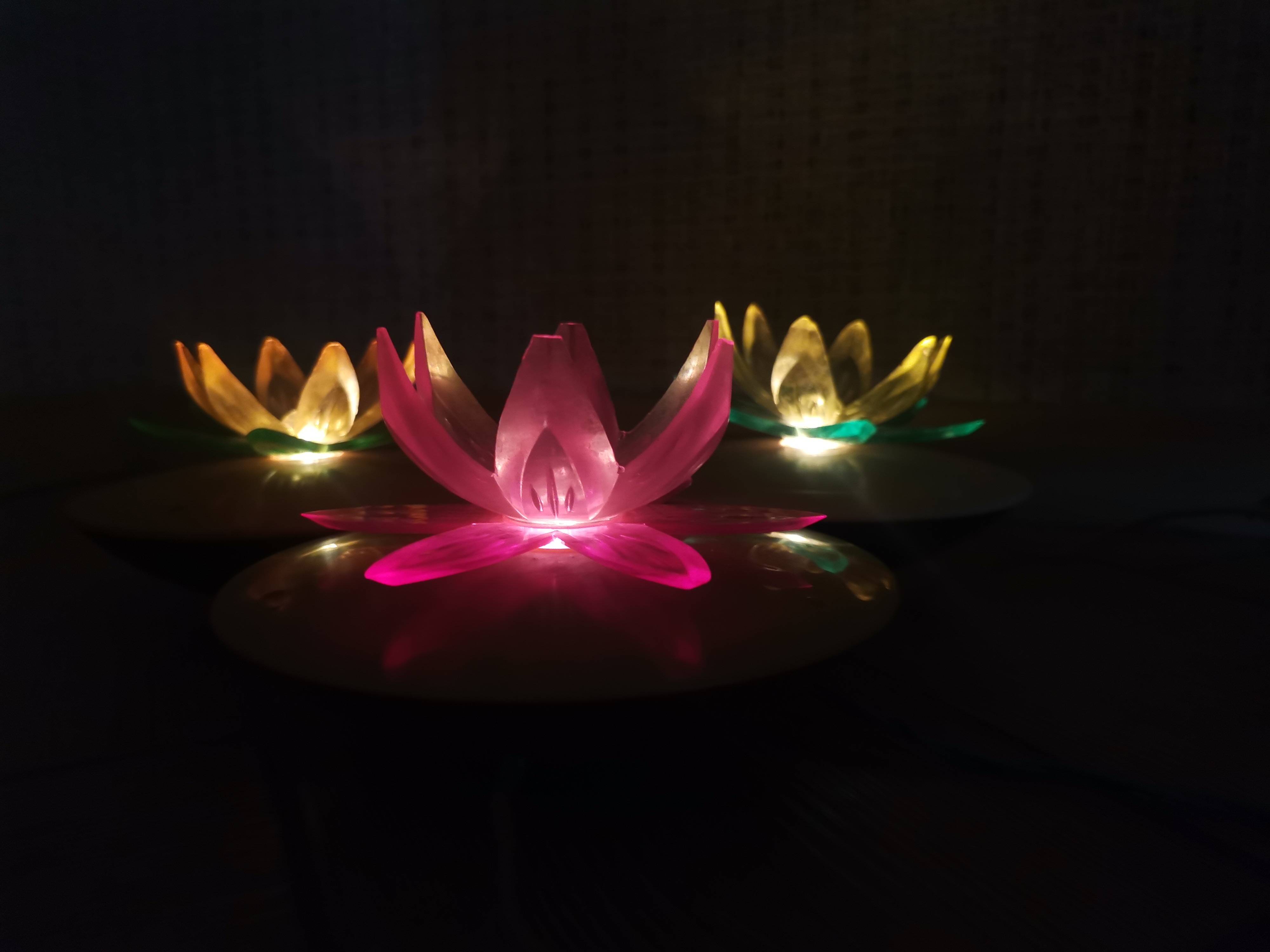 Green Water Lily Lotus Flower Night Light Lamp, Eastern Europe