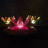 Lampe de nuit en forme de fleur de nénuphar vert, Europe de l'Est