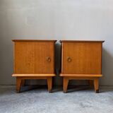 Pair of vintage light wood bedside tables