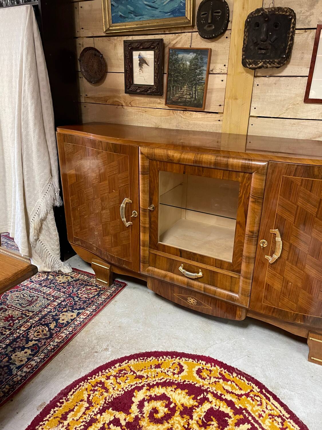 Art Deco sideboard buffet, walnut veneer, 30/40 mm thick