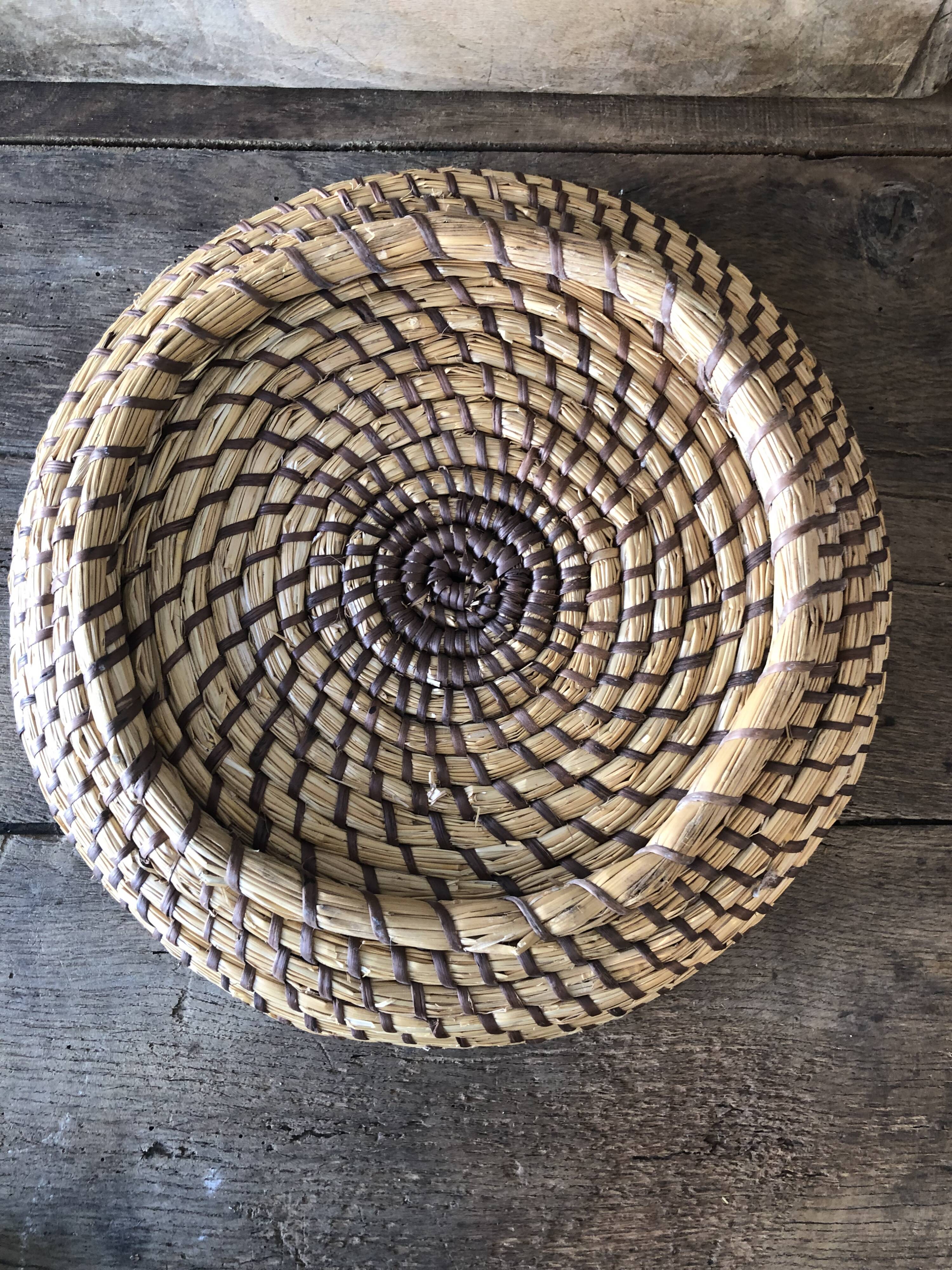 Straw and wicker basket