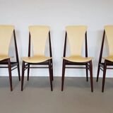 Set of 4 floating seat dining chairs / 1950s