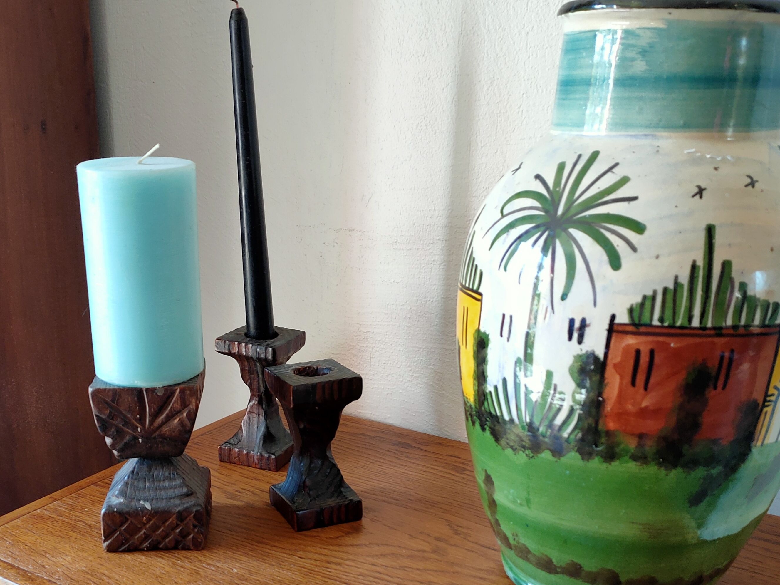 Wooden Brutalist candle holders