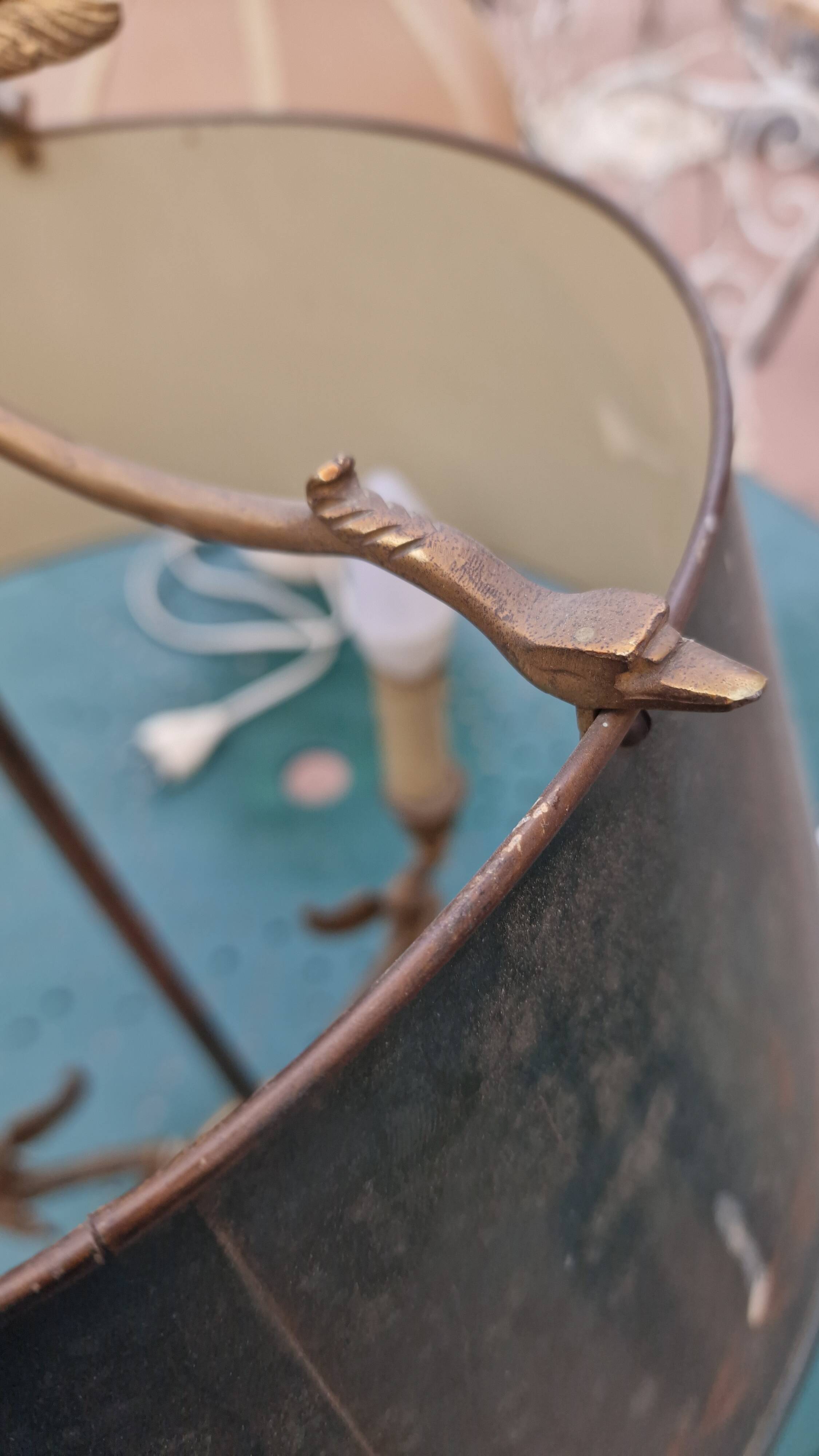 Large gilded bronze hot water bottle lamp