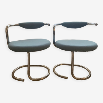 Pair of Cobra reupholstered chairs by Giotto Stoppino, 1970s.