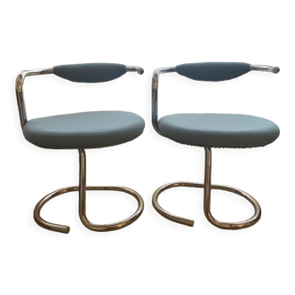 Pair of Cobra reupholstered chairs by Giotto Stoppino, 1970s.