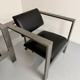 Salon brutaliste fauteuils simili métal design Karl Friedrich Forster