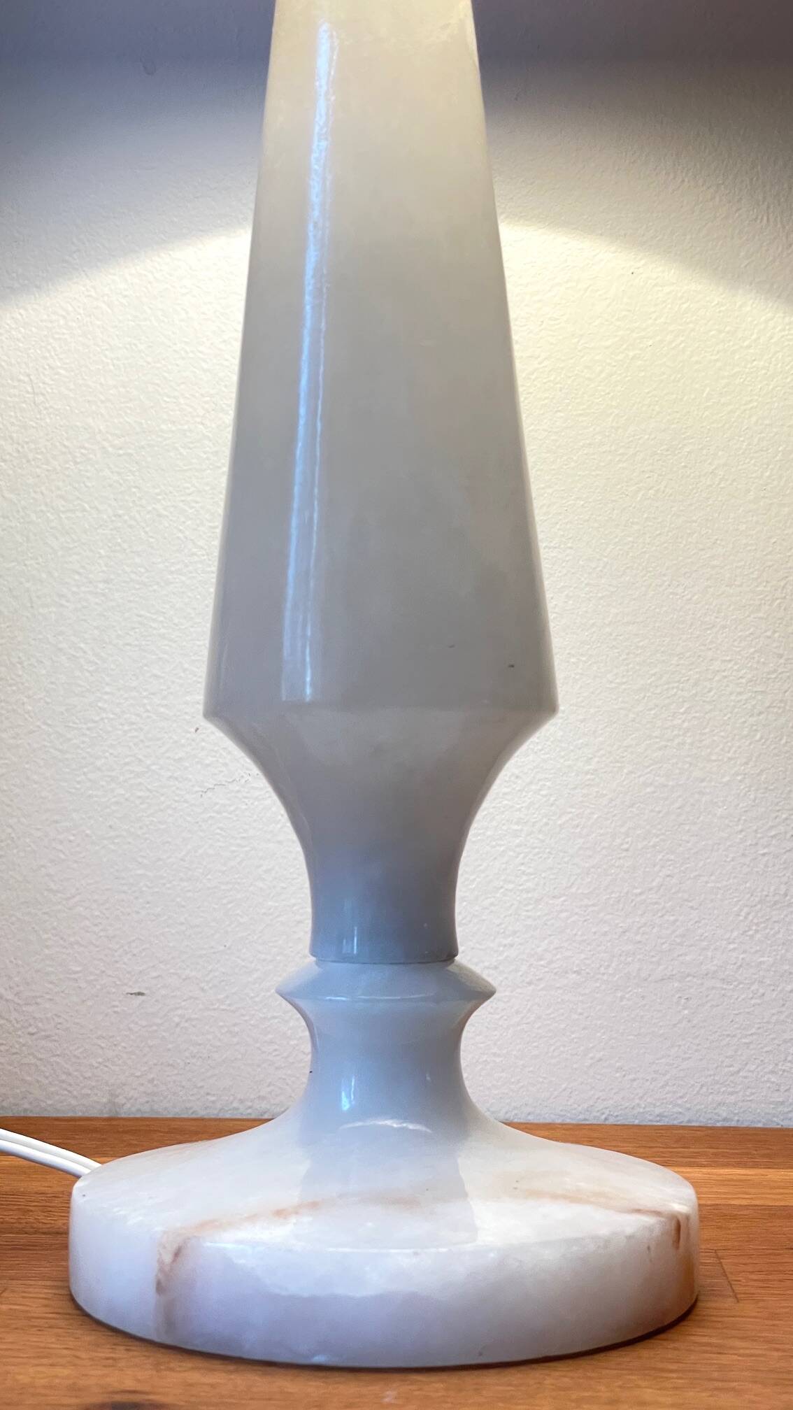 Vintage geometric alabaster stone lamp