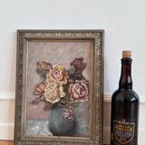 Vintage original flower oil painting, flower still life art