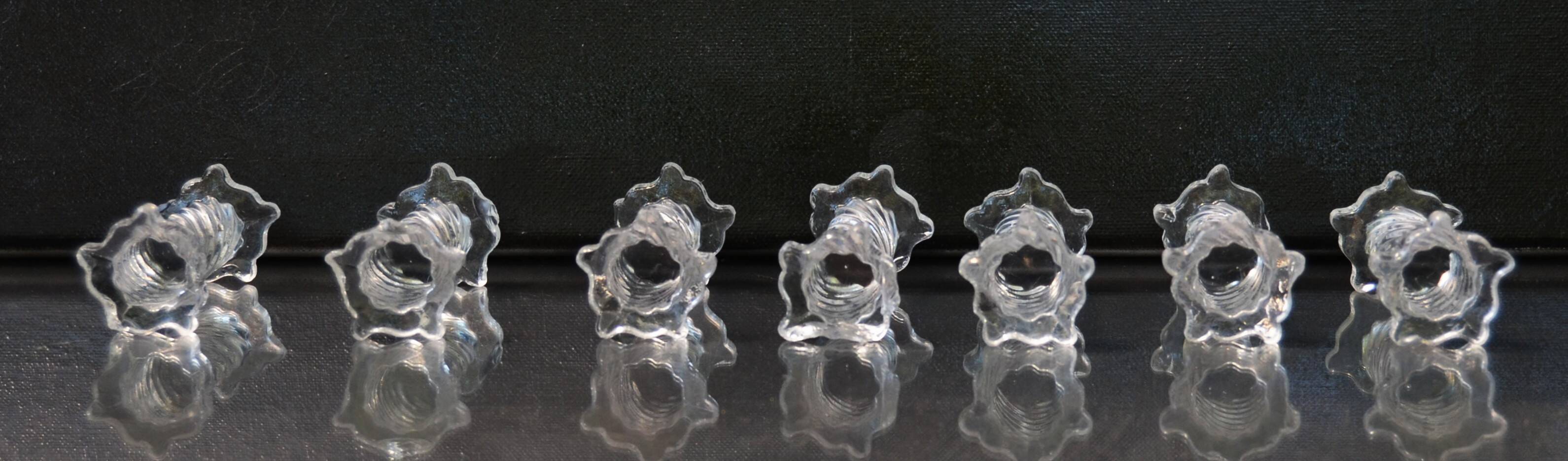 Lot of 5+2 Mid Century Twisted Knife Rests Cristallerie de Sevres Crystal Depose