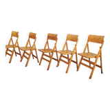 5 vintage wooden folding chairs