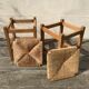 Pair of vintage beech stools seated mulched