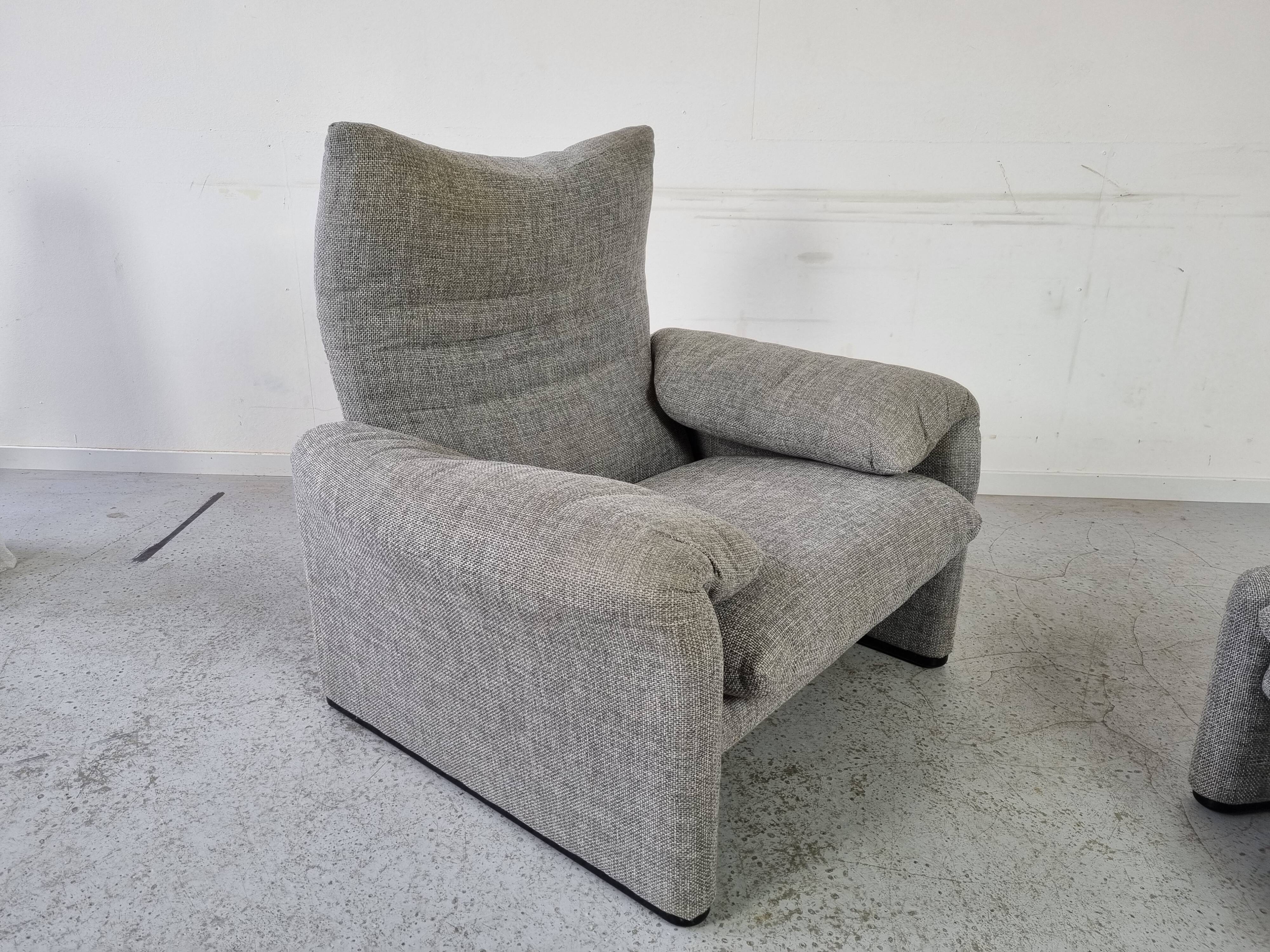 Armchair + ottoman Maralunga by Vico Magistretti for Cassina, 90s