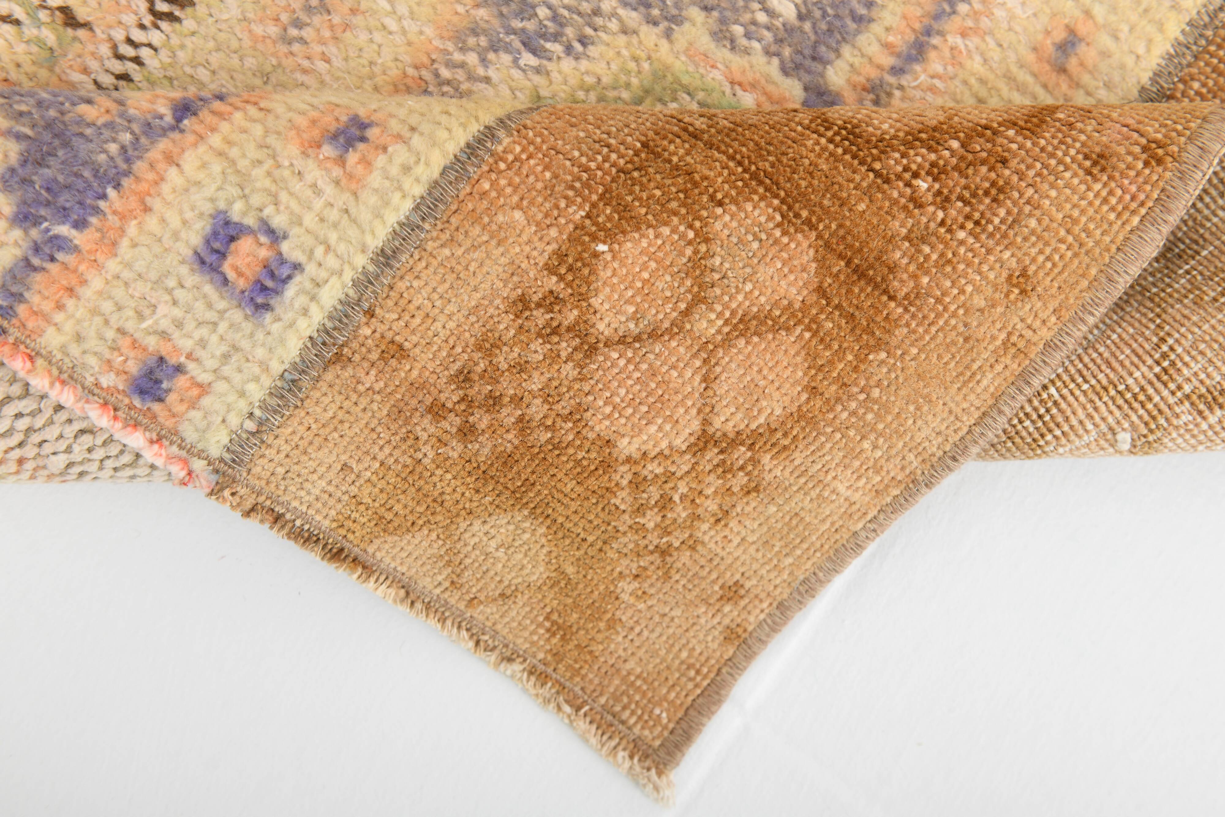 Tapis de couloir vintage pêche et crème 2x8, 57x246 cm