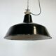 Industrial Black Enamel Factory Lamp with Cast Iron Top, 1950s