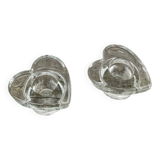 Pair of vintage glass heart candle holders