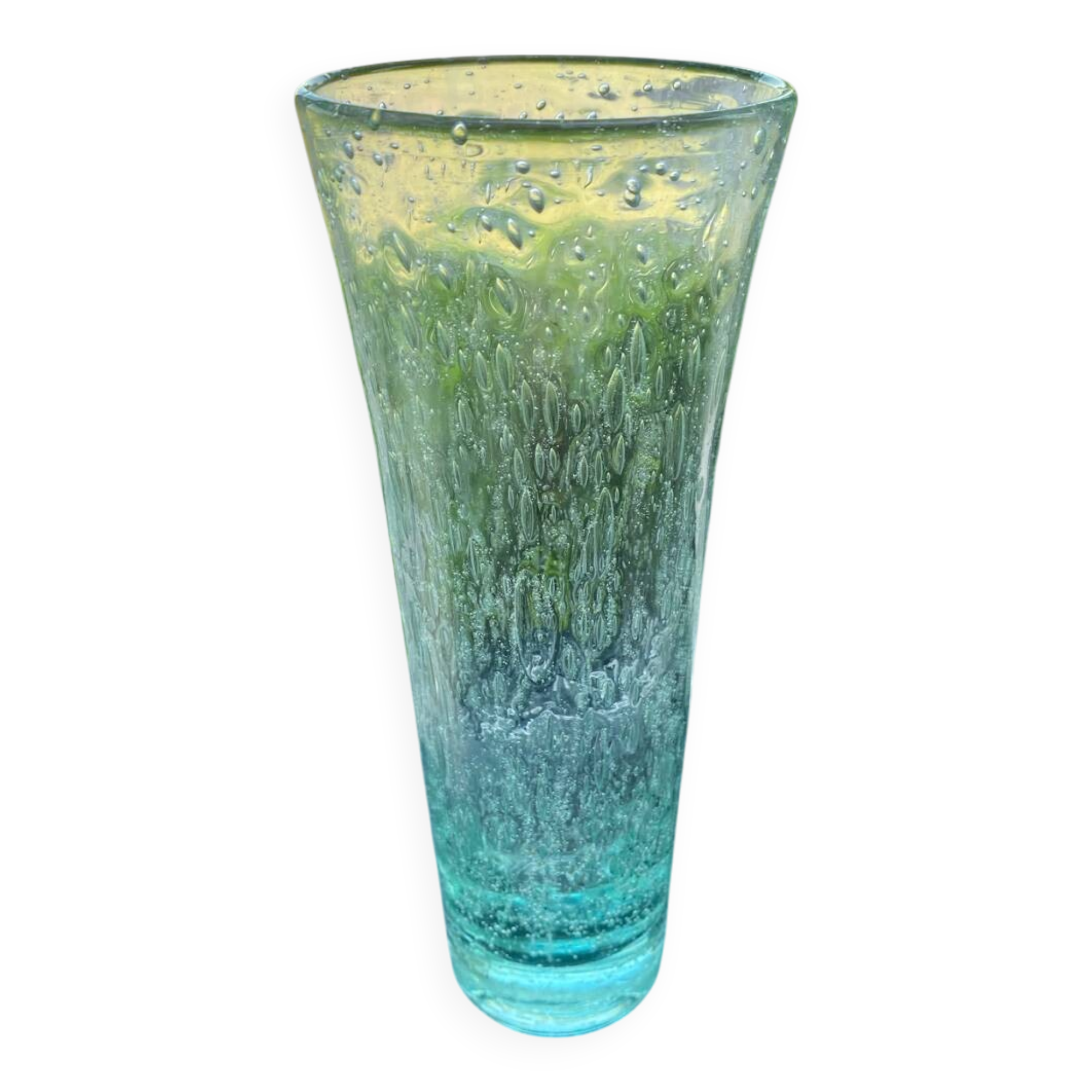 Vase signé de la verrerie de Biot couleur Vert d’Eau