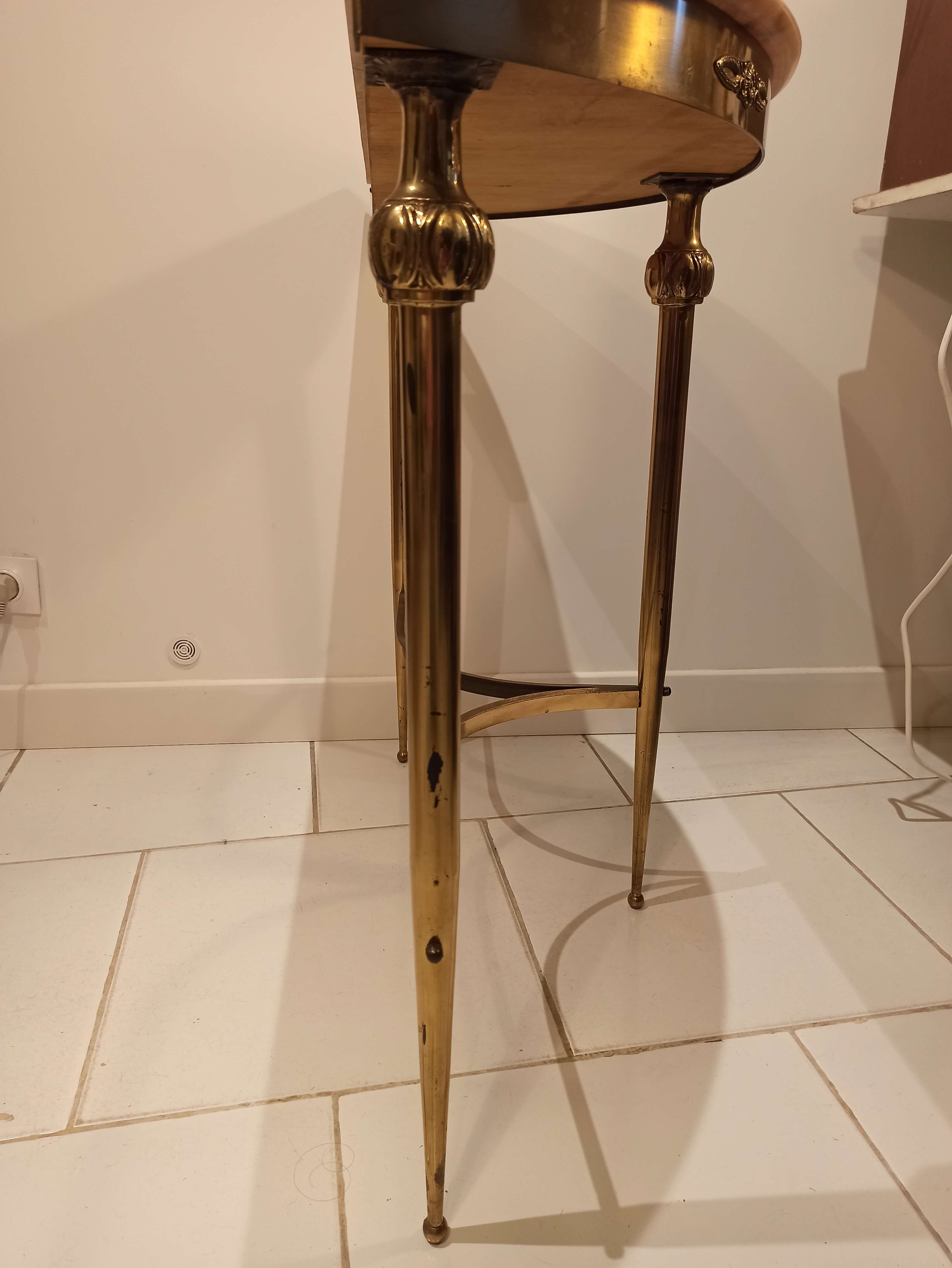 Baroque console old midcentury marble and gold metal