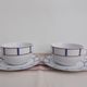 2 déjeuners basque en porcelaine bleu et rouge