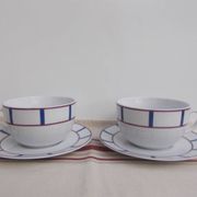 2 Basque lunches blue and red porcelain