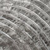 XL Vintage 1970s Italian Ice Glass & Chrome Wall Sconce / Ceiling Flush Lam